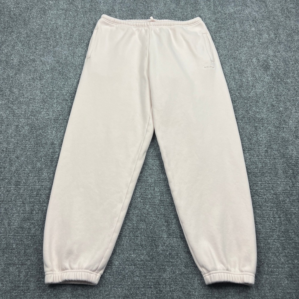 SKIMS Sweatpants Womens Medium Pale Pink Jogger Cotton Fleece Drawstring Pockets